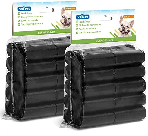 Nobleza - 600 Conde Bolsas de Caca Perro Bolsas para excrementos de perros Pack de 20 rollos. Color negro
