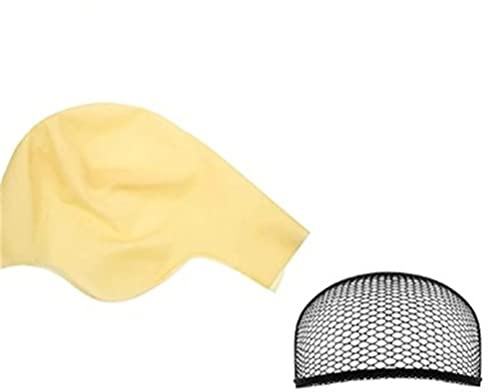 Latex Glatzkappen Kopf Perückenkappe, Kostüm Make up Kostümzubehör Dehnbar (mit Netz für Erwachsene)