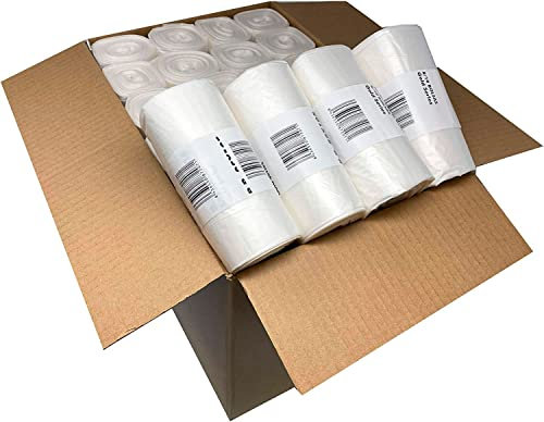 Clim Profesional 480 Bolsas de Basura Blanca Cubo Grande Comunidad de 100L. Sacos de Basura muy Resistentes con Termosellado Antigoteo. Caja de 48 Rollos con 10 uds cada uno.