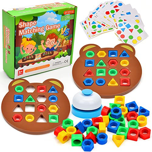 xinrongda Juego De Emparejamiento De Forma con Tarjeta, Juego De Emparejamiento De Color De Geometría Cognitiva, Juego De Tablero Sensorial Promover el Reconocimiento de Forma y la Concentración