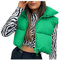 Azruma Motorradjacke Damen Skijacke Mädchen Dünne Regenjacke Damen Frauen Einfarbig Gesteppt Stehkragen Reißverschluss Weste Ohne Kapuze Kurzmantel Schwarz (Grün, XL)