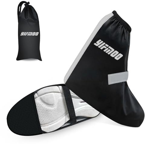 YIFMOO Schuhüberzieher Wasserdicht, Überschuhe Regenschutz Fahrrad Mit Reflektierendem und Verstellbaren, Regenüberzieher Schuhe Unverzichtbar für Radfahrer(L)