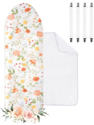 Housse de Table à Repasser, Housse de Planche à Repasser 100% Coton, Housse de Table à Repasser Turbo, épaisse, Convient pour Planche à Repasser de 110-125 x 30-42 cm avec Serviette à Repasser