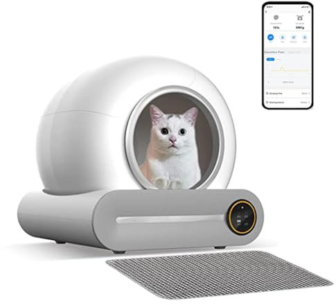 Litiere Chat Autonettoyante Automatique, Smart Cat Litter Box /65l+9l Grande Capacité/éLimination des Odeurs/ContrôLe App, Poubelle Litiere Chat pour Plusieurs Chats