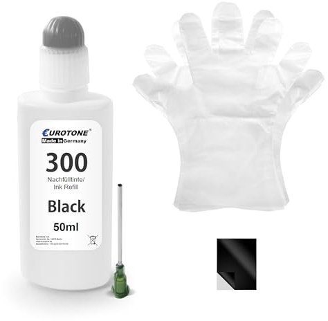Eurotone 10x Set HP-300- Nachfülltinte für HP 300 Nachfüllung Schwarz für HP Deskjet F4280 F4500 F4580 F2400 F2420 F2480 D1660 D2660 F4210 Envy 100 110 114 120 PhotoSmart C4680 C4780
