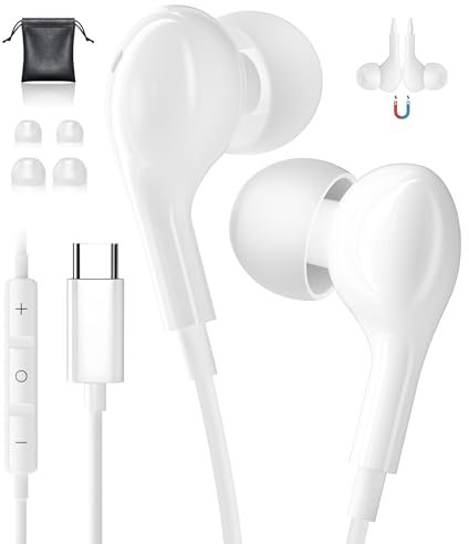 USB C Headphones for iPhone 15 iPad 10 Samsung Galaxy S25 S24 S23 Ultra USB C Earphones Wired Headphone with Mic Type C Headphones for Samsung A16 S22 A55 A54 A35 Google Pixel 8a 8 Pro iPad Pro 2024