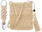 ZOCONE Straw Bag for Women 20x24cm Summer Beach Crochet Bags for Women with Hat Clip, Straw Crossbody Bag with Zipper Handmade Straw Beach Bag with Tassel, Woven Holiday Summer Bags for Travel (Beige)