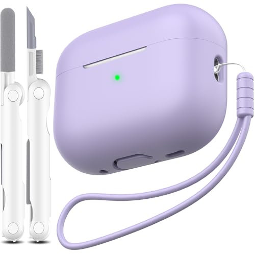 MHYALUDO Kompatibel mit AirPods Pro 2 Generation Hülle, Anti-Fall Weiches Silikon Stoßdämpfung Kompatibel mit AirPods Pro Case Skin Touch mit Schlüsselanhänger und Reinigungsset,Traubenlila