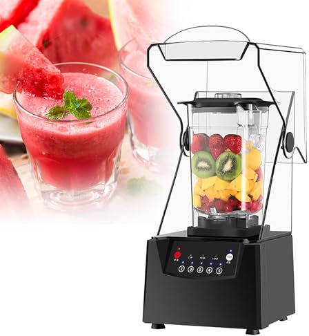 ZIXIAOS 2200W Soundproof Cover Blender, Quiet Commercial Blender, Fruit Juice Smoothie Maker with Smart Touch Screen, High-Speed Blenders for Restaurants, Hotels, Homes, Parties
