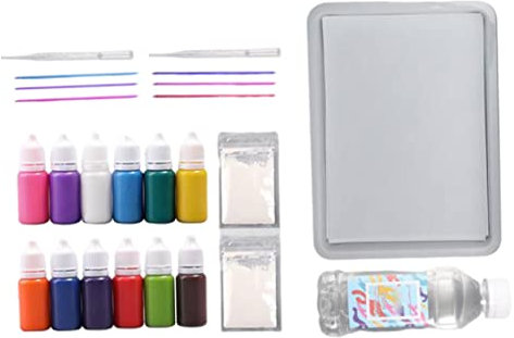 Veesper Water-Based Painting Marbling Kit for Kids, DIY 12 Colors Water Marbling Paint for Kids Marbling Kit Kids Paint Water Art Tool for Paper
