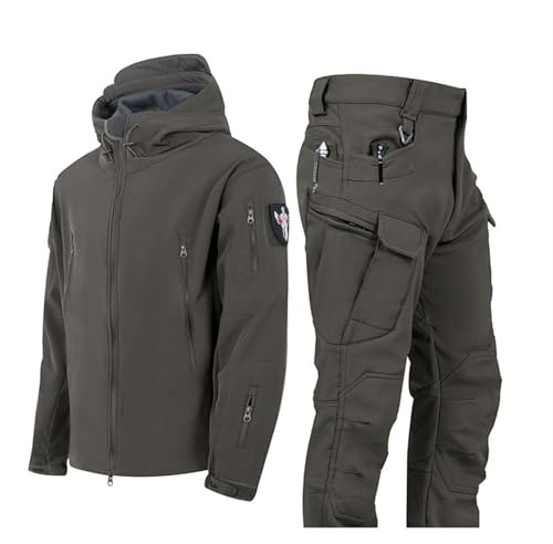 Combinaisons De Ski D'hiver Pour Hommes, Combinaisons De Ski À Capuche Chaudes D'hiver Pour Hommes, Ensemble Veste Et Pantalon Avec Brassard Et Ceinture, Vêtements D'alpinisme Mode(Gris,3XL)