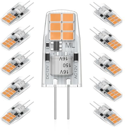 YUIIP G4 LED Lampe 2W, ersetzt 20W/25W Halogen, 1800K Extra Warmweiß, 12V LED Stiftsockel, 200 Lumen, 360° Abstrahlwinkel, flimmerfrei, Nicht Dimmbar, 10er Pack