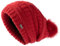 TOP-EX Slouchy Beanie Damen Wintermütze 100% Wolle mit Fellbommel - Satinfutter, Winddicht & perfekt für Ski & Outdoor - Rot