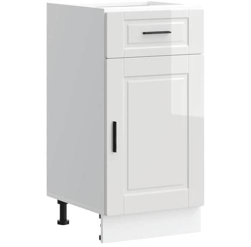 vidaXL Küchenunterschrank Porto Hochglanz-Weiß Holzwerkstoff, Spülenunterschrank, Schrank Küche, Lagerschrank, Unterschrank für Küche, Küchenzeile