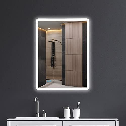 baklon Badspiegel Spiegel Badezimmerspiegel mit Beleuchtung LED Spiegel Wandspiegel Wasserdicht mit Touch-Schalter Beschlagfrei 50 x 70 cm 3 Lichtfarbe Einstellbare Mirror