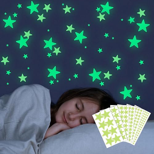 Yezirzax Leuchtsterne Kinderzimmer, 504 Leuchtsterne Selbstklebend Leuchtende Sterne Aufkleber Sternenhimmel Wandsticker für Kinder Kindergarten Schlafzimmer Wohnzimmer