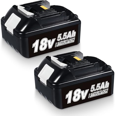 DASNITE 2Stück 18V 5.5Ah Ersatzakku für Makita Akku 18V BL1860B BL1850B BL1840 BL1830 BL1850B BL1860B BL1845 BL1850 194205-3 LXT-400 with LED Werkzeugakku