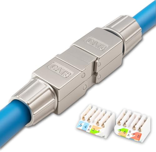 Germany B.e.s.t 1x CAT.8 Netzwerkverbinder werkzeuglos STP Kupplung feldkonfektionierbar kompatibel mit CAT7,CAT6
