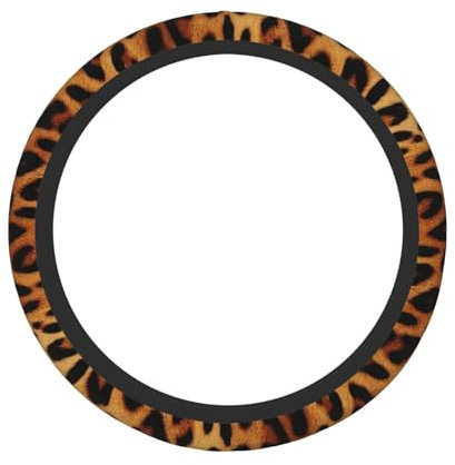 Elastischer Lenkradbezug, Leopardenmuster, für Damen und Herren, Rutschfester Wickelschutz, Autozubehör, universelle Passform, 15 Zoll, für Autos, SUVs und LKWs