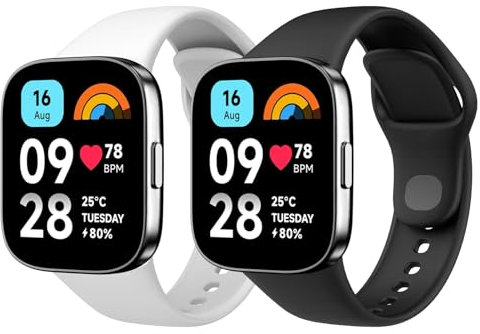 Astorgos 2 Pack Correa de Reloj Compatible Sólo con Xiaomi Redmi Watch 3 Active, Pulsera Deportiva de Repuesto de TPU para Hombre Mujer, Negro+Blanco