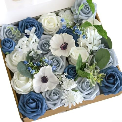 Splendidi fiori artificiali per matrimoni, bouquet rosa antico e idee per la decorazione della casa (blu)