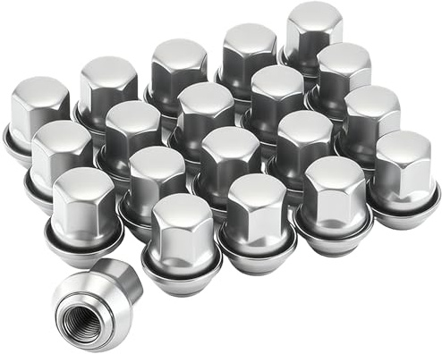 ERMWALR 20 Stück Radmutter M12x1,5,19 mm Sechskant Korrosionsbeständige | Hochfeste Verchromt Radmuttern ,Nicht lockere Anti-Rutsch Robust Und Langlebig für Ford Mondeo Fiesta Focus(Silber)
