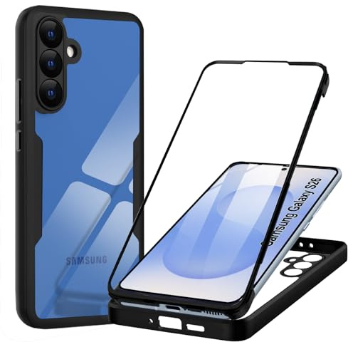 Funda para Samsung Galaxy S26 Carcasa Antigolpes 360 Grados Protección con Protector de Pantalla Integrado Robusto Doble Cara Ultrafina Transparente Bumper Carcasa para Samsung S26, Negro