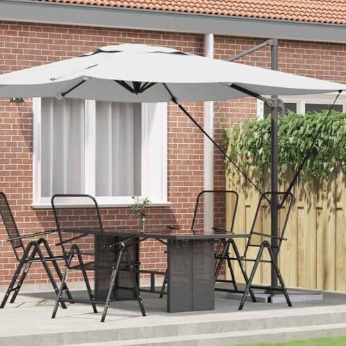 Roma Freiarmschirm Beige, 286x284x265 cm, Aluminium Polyester, Kippbar 360° Drehbar, Rechteckiger Sonnenschirm für Garten Terrasse, Robuster UV-Schutz