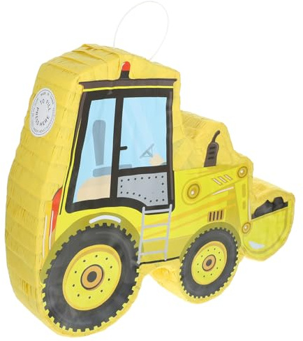Sosoport Gelbe Bagger Piñata zum Befüllen mit Süßigkeiten Partydeko für Kindergeburtstag und Cinco De Mayo Papier Piñata Bagger Dekoratives Partyzubehör