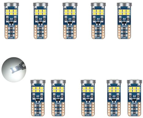 SIGANDG 194 LED Bulbs 6500K(White),CANBUS Error Free,T10 W5W 501 168 2825 18SMD Super Bright 12V Replacement Bulb,for Car Interior Dome Map Trunk Courtesy Door Number Plate Lights (10 Pcs)
