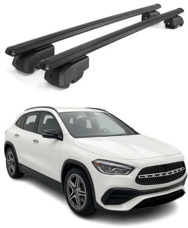 OMAC Dachträger für Mercedes GLA H247 2020-2026 Aluminium Schwarz 2 Stangen | ISO/PAS 11154:2006 geprüft, Abschließbar, City-Crash-getestet, bis 75 kg Traglast, Querträger, Gepäckträger, Grundträger