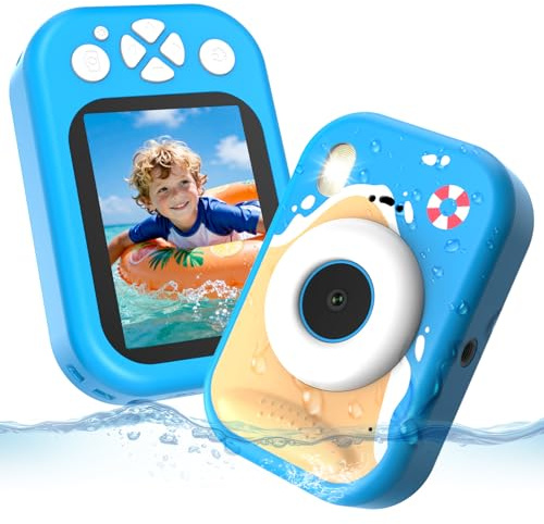 CHAKEYAKE Unterwasserkamera, IP67 wasserdichte Digitalkamera mit 32GB Karte, 1080P 10X Zoom Kinderkamera, Geschenk für Jungen und Mädchen 3–12 Jahre, Strand und Pool Spielzeug, Blau
