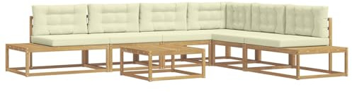 vidaXL Outdoor-Sofagarnitur mit Kissen Weiß 79 x 79 x 37 cm Polyester, Garten und Terrasse, modernes Akazienholzsofa, wetterfestes Outdoor-Möbel, Coole Lounge-Sitzgruppe