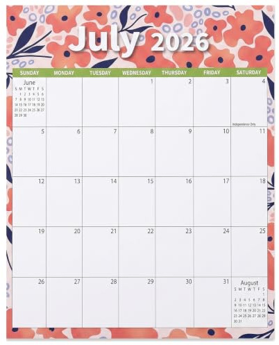 Magnetic Calendar for Fridge, 2026–2027 Easy Tear Refrigerator Calendar from July 2026 to December 2027 for Home & Office Planning, 33x25.5 cm, Red