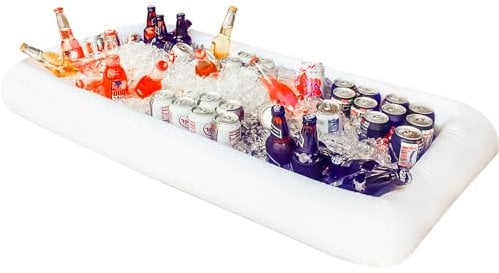 Novelty Place Grande Taille - Bar à Glace Gonflable avec Bouchon de vidange - Plateau pour Salade, Nourriture et Boissons pour fête, Pique-Nique et Camping (Lot de 1)