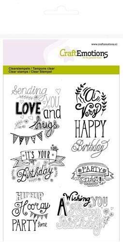 Clear stamps - CraftEmotions clearstamps A6 - birthday handlettering