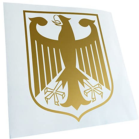 Kiwistar - Autoaufkleber - Gold - 11x9cm Bundeswappen Deutschland Rahmen - Heckscheibe Auto Aufkleber wetterfest für Kfz LKW Mofa Truck - Sticker außen selbstklebend Tuning Zubehör für Fenster