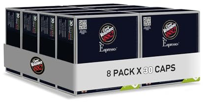 Caffè Vergnano 1882 - 240 Capsule Caffè Compostabili e Compatibili con Nespresso, Intenso - 8 confezioni da 30 capsule