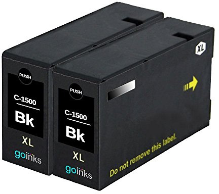 Go Inks 2 Black Ink Cartridges to replace Canon PGI-1500XLBk Compatible/non-OEM for PIXMA Printers