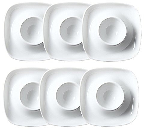 TAMUME Porcelaine Blanche Set de Tasse à Oeufs de 6 Porte-oeufs, Elégant 6 Pièces Ensemble de Petit-Déjeuner en Céramique