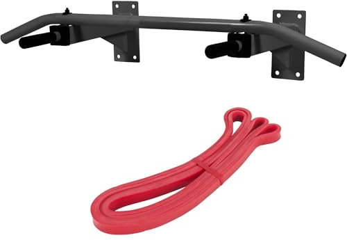 GORILLA SPORTS® Barres Traction - Montage Murale, à 5 Poignées Antidérapante, Charge Max 350kg, avec/sans Bande Résistance, Acier, Noir/Blanc - Multi-Grip Pull Up Bar, Barre Fitness Fixation
