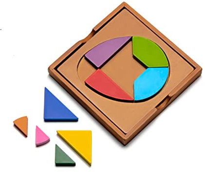 Natureich Rätsel Steckpuzzle mit geometrischen Formen/Motorik Holzbausteine Geometrie Puzzle/Geschicklichkeitsspiel für Kinder ab 4 Jahre aus Holz in braun Natur (Bunt)