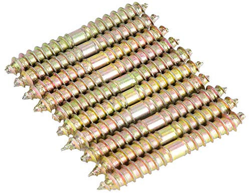 10pcs vis de goujon, 6 * 50mm durable vis à tête double connecteur de meubles de travail du bois, vis à double extrémité