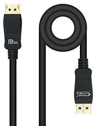 NANOCABLE 10.15.2502 - Cable DISPLAYPORT 1.4, con Certificado VESA, Resolución de hasta 8K@60Hz, Color Negro, 2.0 Metro