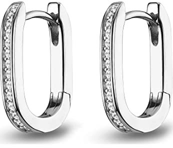 JETTE Damen-Creolen 925er Silber 28 Zirkonia One Size, Silber 32015356