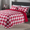 downluxe Leichtes kariertes Bettwäsche-Set (King-Size) mit 2 Kissenbezügen – 3-teiliges Set – rot/weiß kariert – Daunenalternative Wendedecke