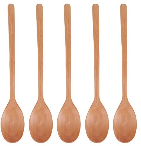 Holzlöffel, 5 Stück Wiederverwendbarer Japanischer Löffel mit Langstieligem Geschirrset für das Tägliche Picknick Im Schulbüro(Holzfarbe)