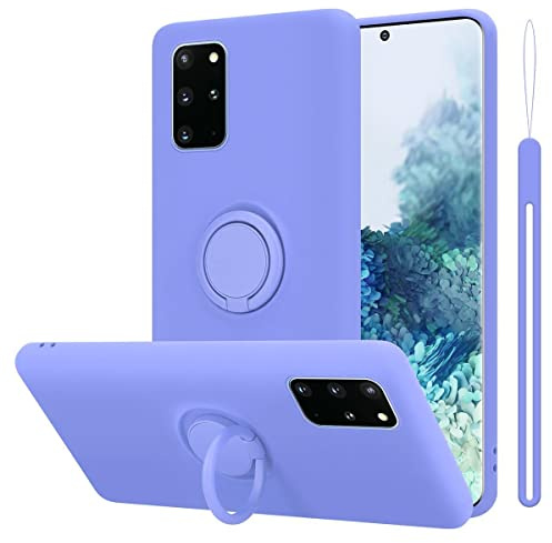 Cadorabo Hülle kompatibel mit Samsung Galaxy S20 Plus Schutzhülle TPU Silikon Case Liquid Design mit Ring Slim Kratzfest Liquidsilikon Microfaser Case Hülle für Galaxy S20 Plus in Lila