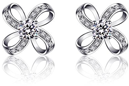 Jewlldeen Ohrringe Damen Ohrstecker 925 Sterling Silber Twist-Würfel Liebe Set Ohrschmuck Zirkonia