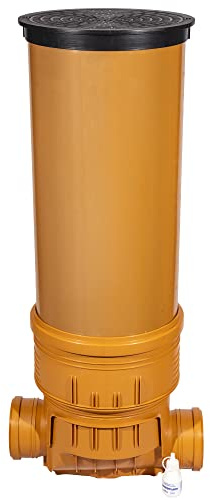 Kontrollschacht Revisionsschacht DN 400/200 mit Rückstauklappe 2 x Ø200 mm Abwasserschacht Komplett Set- Schachtboden + Rohr + Deckel + Gleitmittel